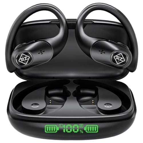 Wireless Earbuds Bluetooth Headphones Wireless Charging Case LED Display 40H Playtime Built in Mic Over Ear buds Waterproof Earphones with Earhooks Deep Bass Sound Headset for Sport Running Workout TV