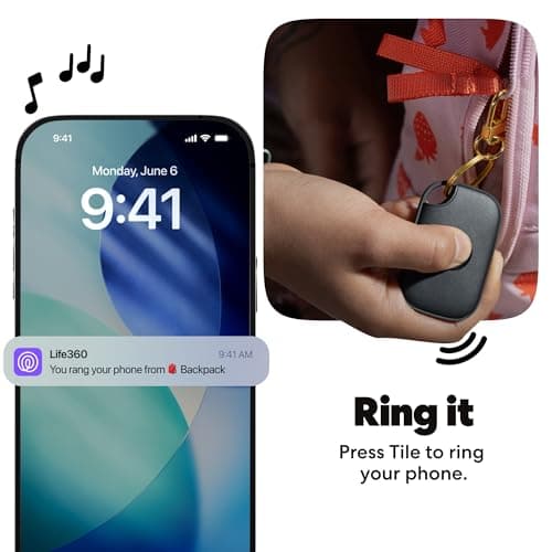 Life360 Tile Pro - Powerful Bluetooth Tracker, Key Finder and Item Locator for Keys, Bags and More. Both iOS and Android Compatible. Phone Finder. 1-Pack (Black) 5