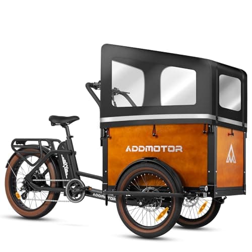 ADDMOTOR E-325 Electric Bike for Adults, 750W Electric Cargo Bicycle with 48V 20Ah UL Battery, Fat Tires Cargo Trailer Electric Tricycle with Rain Cover, Black