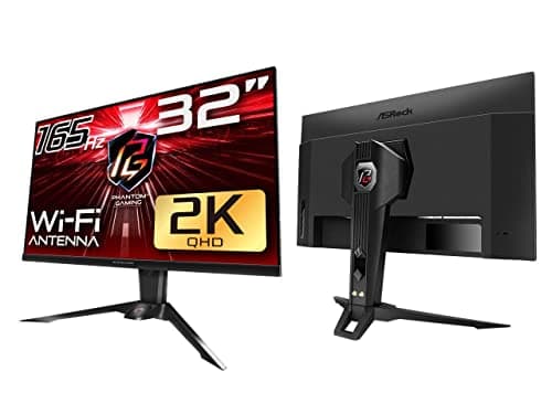 ASRock Phantom Gaming Monitor 32 inch (31.5" viewable) QHD 2560 x 1440 (2K) 165 Hz (144Hz and Higher) Wi-Fi Antenna FreeSync Premium (AMD Adaptive Sync) Built-in Speakers, PG32QF2B
