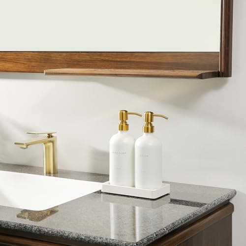 Prus Waso Gold Soap Dispenser Bathroom Set, Hand and Lotion Dispenser with Stainless Steel Pump, Perfect for Modern Bathroom Decor. (Gold) 6