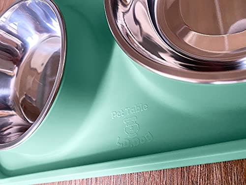 L.D.Dog Cat Food Bowls, Cat Bowls Non-Skid and Non-Spill Silicone Pads with PP Stand, Removable Stainless Steel Food and Water Dishes for Cats, Small Size Dogs 8