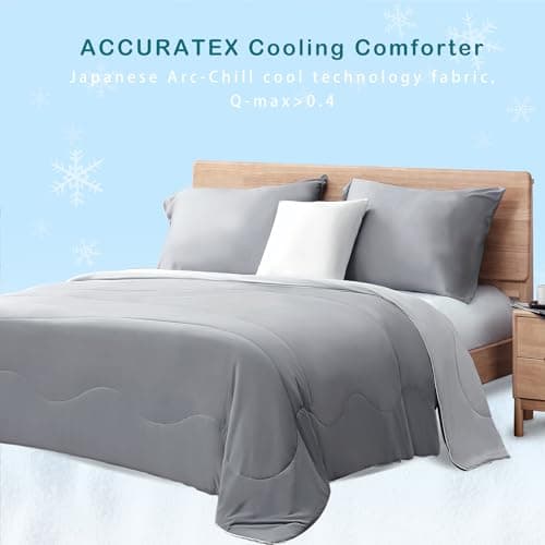 ACCURATEX Cooling Comforter Queen/Full Size, Q-max>0.45 Arc-Chill Cooling Blanket for Hot Sleepers, Lightweight Cool Blankets for Night Sweats, Silky Breathable Summer Cool Comforter,Grey(90"x90") 8