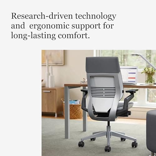 Steelcase Gesture Office Chair - Ergonomic Work Chair with Wheels for Carpet - Comfortable - Intuitive-to-Adjust for Desk - 360-Degree Arms - Graphite Gray Fabric 5