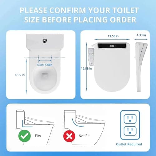 Hawkrown Electric Smart Toilet Seat, Upgraded Heated Bidet with Adjustable Instant Warm Water and Warm Dryer, Night Light, Slow Close Lid (Elongated2 (Side Arm Control)) 8