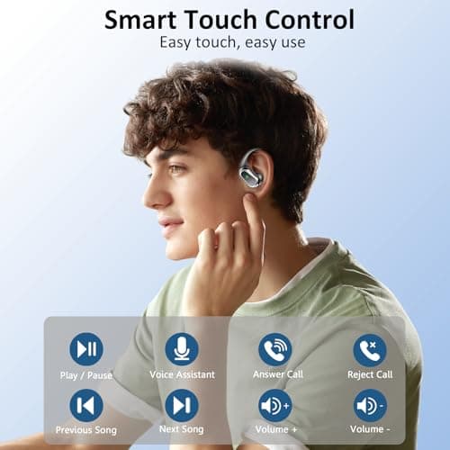 Wireless Earbuds, 2026 Bluetooth 5.4 Headphones Sport, 50Hrs HiFi Stereo Deep Bass Over-Ear buds with ENC Noise Cancelling Mic, IP7 Waterproof & LED Display Earphones with Earhooks for Workout/Running 6