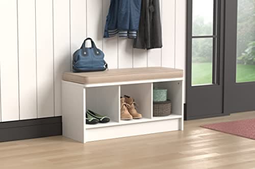 ClosetMaid 1569 Cubeicals 3-Cube Storage Bench, White with Tan Cushion 10