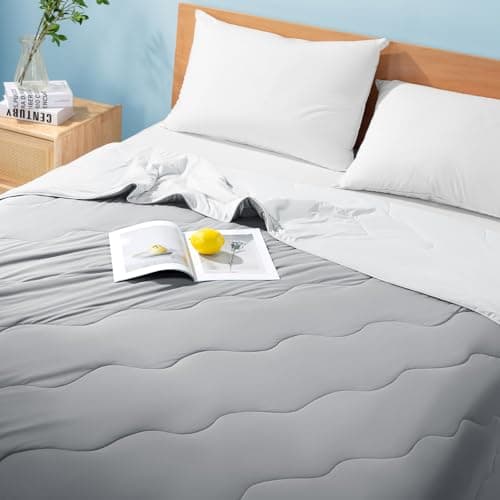 Gehtmnl Cooling Comforter, Cooling Blanket for Hot Sleepers and Night Sweats, Double-Sided Cool Breathable Soft Lightweight Blanket, All Season Bedding Comforter, (Mist Light Grey, Queen(90"x90")) 8