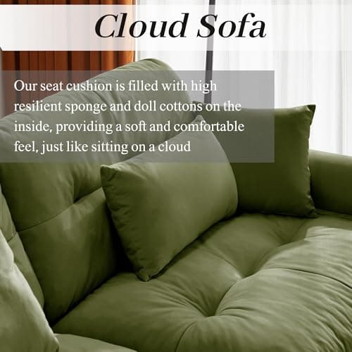 94" Modular Sectional Sofa,Velvet Upholstered Couches for Living Room,3 Seater Green Sofa Couch with Movable Ottoman,Big Comfy Loveseat Sofa with Deep Seats for Living Room,Apartment,Bedroom 9