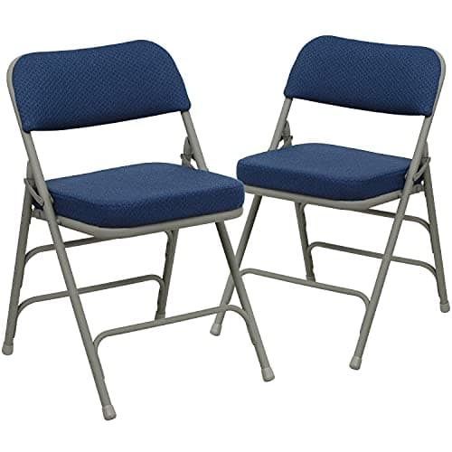 Flash Furniture Hercules Series Metal Folding Chairs with Cushioned Seat, Fabric Upholstered Event Chairs with 300-lb. Static Weight Capacity, Set of 2, Navy