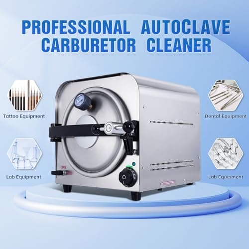DACAT-RICHFU TR250E 14L Autoclave High Pressure Steam Machine for Dental Lab Salon 251.6°F Professional Stainless Steel Equipment with 3 Trays and Pressure Gauge 900W 2