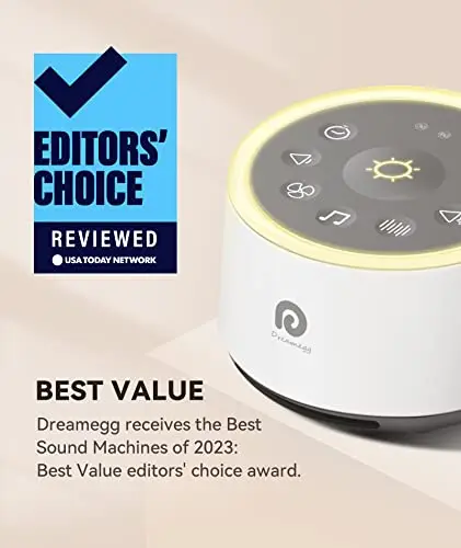 Dreamegg D1 Sound Machine Baby - White Noise Machine for Baby with Night Light, 24 High Fidelity Sounds, Timer & Memory Feature, Noise Machine with Nursery Lamps for Adults, Home, Office (White) 2
