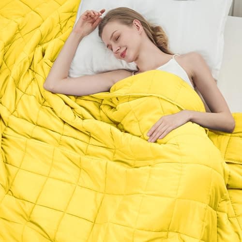Weighted Blanket for Adults 15lbs, 48"x72", Twin Full Size Cooling Heavy Throw Blanket for 130-220lbs, Microfiber Soft Thick Big Blankets Weighted Comforter Gift for Sleeping, Yellow