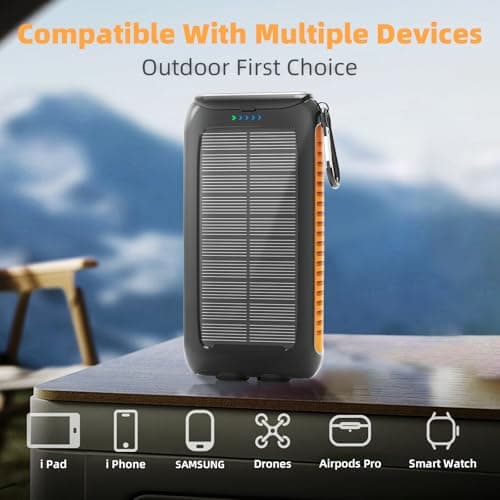 Solar Charger Power Bank 49800mAh - Portable Fast Charging Power Bank with Type-C & Dual USB Ports, Compatible with iPhone, Samsung & More, Waterproof Solar Panel for Camping, Hiking, and Outdoor Use 5