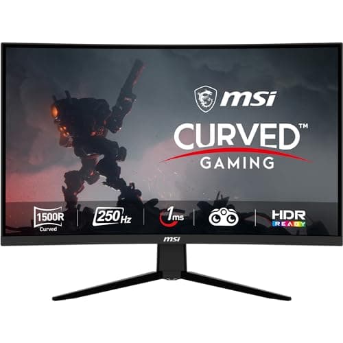 msi G32C4X, 32" Gaming Monitor, 1920 x 1080 (FHD) Curved Gaming Monitor, 1 ms, 250Hz, FreeSync, 1500R, HDMI, DisplayPort, Tilt Adjustable.
