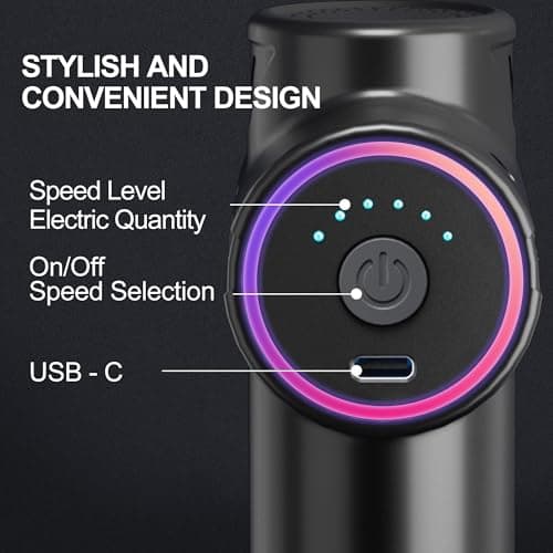 LEERCON Mini Massage Gun,Portable Deep Tissue Muscle Fashion Back Massager, Handheld Percussion Massager for Pain Relief with 6 Intensities, 4 Heads, Gifts for Men and Women 3