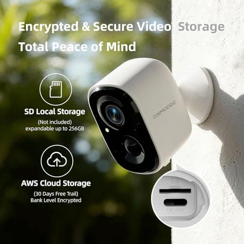 CINMOORE 2.5K Wireless Home Security Cameras Outdoor WiFi, Non-Subscription AI Person Detection, 4MP Color Night Vision, Full Duplex 2-Way Audio, IP66 Waterproof Battery Powered, U.S. AWS Cloud 6