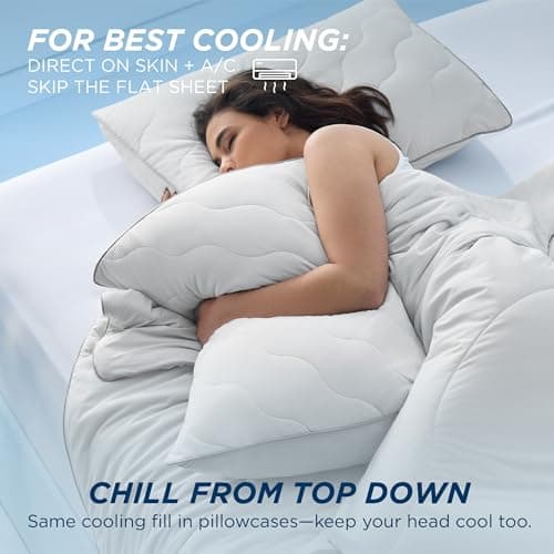 Bedsure Cooling Comforter Queen Size, Cooling Blankets for Hot Sleepers, Q-Max>0.42, Breathable Cooling Blanket for Night Sweats, All-Season Lightweight Comforter (90"x90", Grey) 6