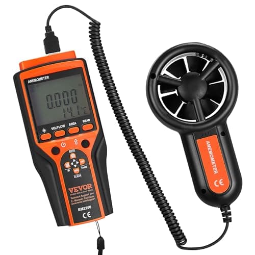 VEVOR Split Handheld Anemometer, 14-140, Digital Wind Speed CFM Meter Gauge with LED Backlight Screen, Measures Wind Velocity Temperature Air Flow, for Sailing Surfing Flying HVAC 11