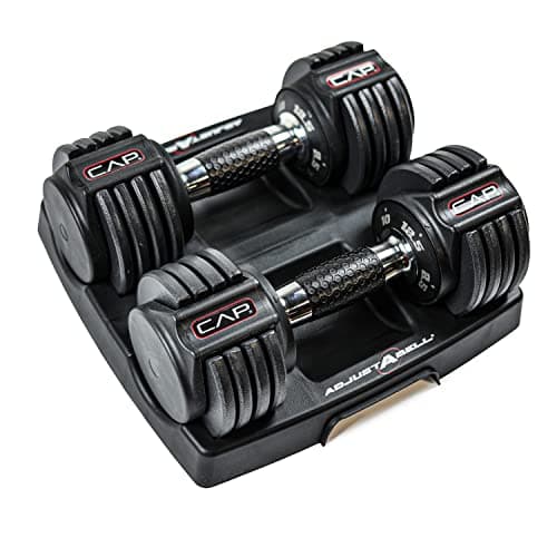 CAP 12.5 lb Pair ADJUSTABELL Adjustable Dumbbell with Contoured Full Rotation Handle, Honeycomb Design, Chrome