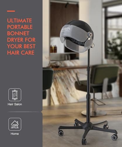 TASALON Ionic Hooded Hair Dryer - 1875W Bonnet Dryer with 3 Temperature Settings - Portable Standing Dryer for Home and Salon 7