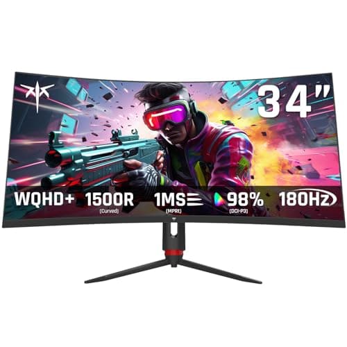 KTC 34'' Curved Ultrawide Gaming Monitor, 21:9, 3440x1440p 165Hz 1ms, 1500R Curved Monitor, Freesync G-sync, Picture by Picture,PIP, Height/Tilt/Swivel/Pivot