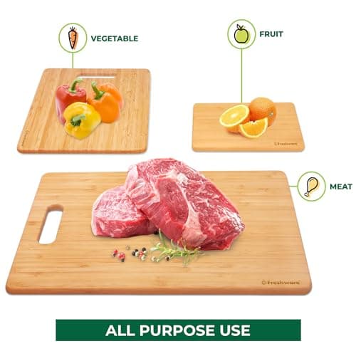 Freshware Bamboo Cutting Board Set of 3, Wooden Cutting Boards for Kitchen, Knife Friendly Food Grade Chopping Board, Lightweight with Hanging Hole for Easy Storage 7