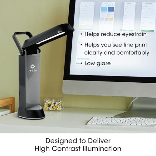 OttLite Folding Task Lamp, Black – Multi-Position Shade, Fold-Up Design, Portable Handle, Low Heat, Low Glare Illumination, Fits Desks & Workstations 6