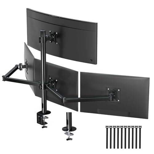 Quad Monitor Mount for 17-32 Inches - Fully Adjustable Heavy Duty 4 Monitor Arm Desk Mount, Max Load 22lbs per Screen, Clamp/Grommet, VESA 75/100 mm, Black