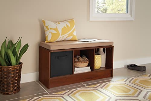 ClosetMaid 1309 3-Cube Storage Bench, Dark Cherry with Tan Cushion 7