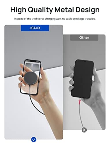 Mag-Safe Charger 2-Pack 15W, JSAUX Magnetic Wireless Charger Fast Charger Pad Compatible with MagSafe Charger, iPhone 16/16 plus/16 Pro/16 Pro Max/iPhone 15/14/13/12 Mini Mag Charger Airpods Black 8