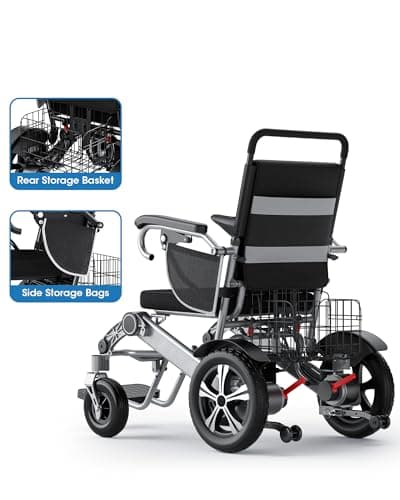 HVREGHY Electric Wheelchair for Adults, Lightweight Foldable Portable All Terrain Power Motorized Wheel Chair, Security & Comfortable & Designed to Last, Weight Capacity 300 lbs, 12.5 Miles Range 9