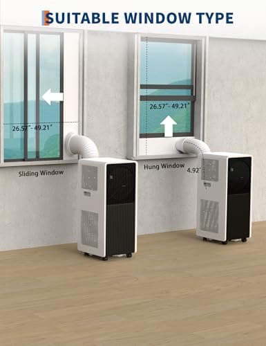 GarveeTech 14,000 BTU Drainage-free Portable Air Conditioner for Indoor Rooms, 3 in-1 AC Unit for Bedroom 225-300 Sq.Ft, Dehumidifier, Fan, Sleep Mode, 24 Timer, Remote Control, Window Kits, Black 6