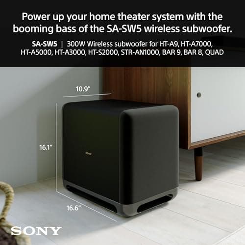 Sony BRAVIA Theater Bar 9 Sound Bar, SA-SW5 Wireless Subwoofer, and SA-RS5 Wireless Rear Speakers with Built-in Battery 5