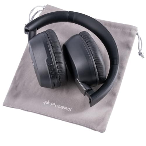 PODERIX Over-Ear Wireless Bluetooth Headphones, Lightweight 0.45 lb, Passive Noise Reduction, 25H Playtime, 120H Standby, Built-in Mic & FM Radio, Comfortable Design, USB-C Charging, Bluetooth 5.4 5