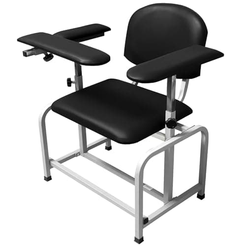 Helsevesen Large Padded Phlebotomy Chair - Wide Cushion 22" Bariatric Lab Blood Drawing Chair for Hospital, Lab Draw Chair and Medical Facilities (Black L)