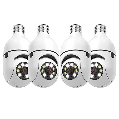 EVERSECU 4Pack HD 1080P Wireless Light-Bulb Security Camera, Work with 2.4ghz&5ghz WiFi, Motion Auto Tracking, 2 Way Audio, Spotlight Night Vision, E27 Screw-in CCTV Camera (4pcs)