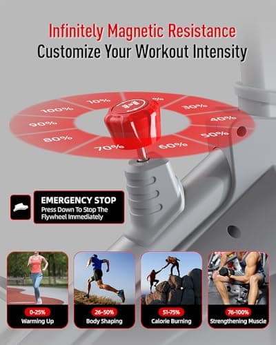 HARISON Semi Commercial Exercise Bike - Stationary Bike for Home Gym - Silent Magnetic Indoor Cycling Bike with Tablet Mount & Comfortable Seat Cushion, 380LBS/400LBS Weight Capacity Workout Bike (Magnetic Plus) 5