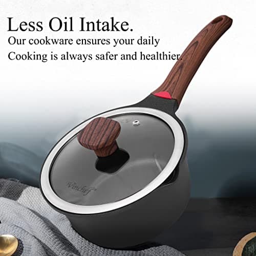 Vinchef 2qt Nonstick Sauce Pan with Lid, Small Milk Pot Pan Germany 3C+ CERAMIC Reinforced Coating,Saucepan with Stay-Cool Handle, Compatible for All Stove Top 8