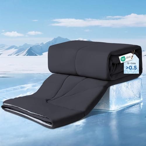 Elegear Cooling Comforter King Absorbs Body Heat to Keep Cool, Cooling Blanket for Hot Sleepers Japanese Arc-Chill 3.0 Cool Tech Fabric Summer Comforter Hypo-Allergenic Cooling Quilt - Black/Gray
