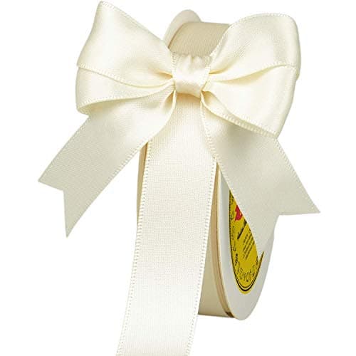 LEEQE Double Face Ivory/Antique White Satin Ribbon 7/8 inch X 25 Yards Polyester Ivory Ribbon for Gift Wrapping Very Suitable for Weddings Party Invitation Decorations and More