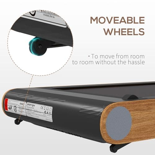 Soozier 2.5HP Walking Pad, Under Desk Treadmill with Bluetooth Speaker, Wheels, Remote Control, LED Display, Max Load 265 lbs., for Home Gym Office, Wood Look 6