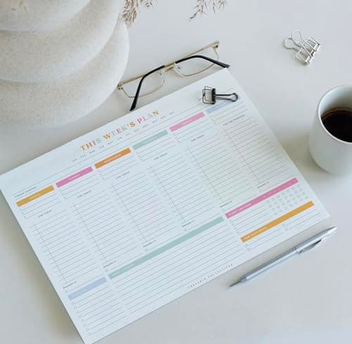 ThreeKin Weekly Planner - Premium 52-Sheet Tear-Off Notepad, 8.5 x 11 inches, Clean Colorful Design, Perfect for Work, School, Projects, and Entrepreneurs, Female & USA Owned Business 6