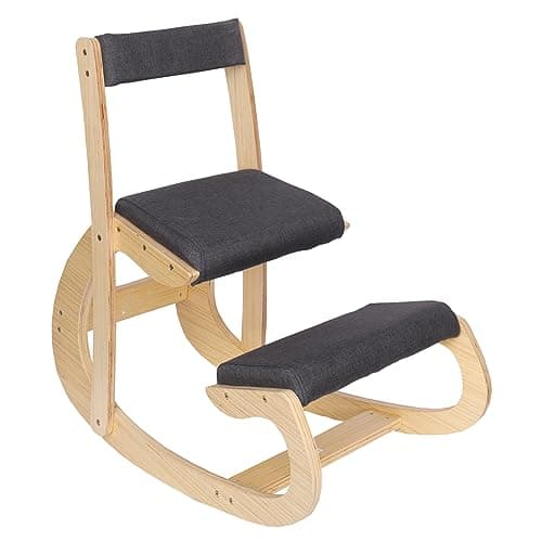 FDHUIJIA Ergonomic Kneeling Chair Adjustable Rocking with backrests Knee Chair Posture Chair for Desk, Home Office Wood Kneeling Stool and Kneel Chair