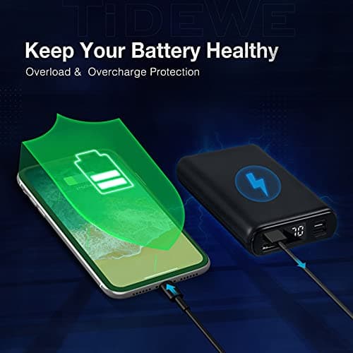 TIDEWE Power Bank, Rechargeable Battery Pack Suitable for Heated Clothes, USB-C 10000mAh Portable Charger with Dual Output Port for iPhone, Samsung Galaxy, and More（Include Power Bank & USB-C Only） 6