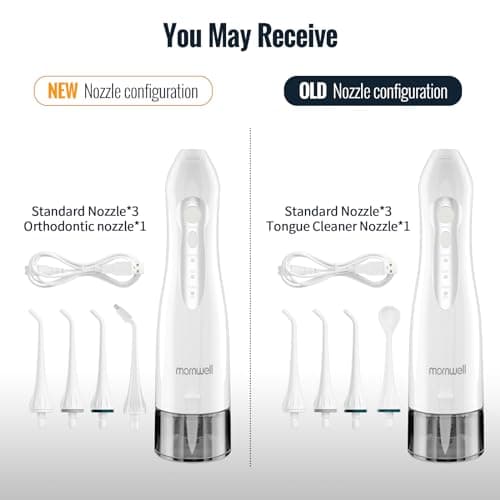 Mornwell Water Flosser Cordless, Water Flossers for Teeth - 300ML Tank and 4 Jet Tips, 3 Modes Portable Dental Oral Irrigator, Braces Care, Rechargeable Waterproof Portable Water Flosser 8