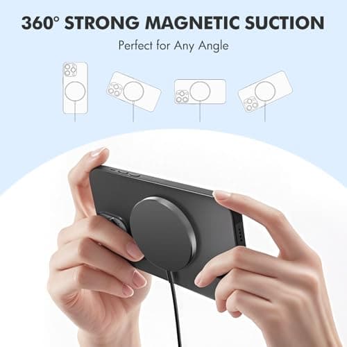 3Pack Magnetic Wireless Charging Pad: 15W Fast Qi Wireless Charger for iPhone 17 16e 16 15 14 13 12 Series & AirPods 4 3 2 Pro 3 - Strong Magnet Dual Ports Slim Portable for Travel Home Office 5
