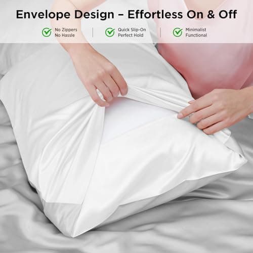 Utukky 100% Mulberry Silk Pillowcase 22 Momme - Ultra Premium 6A Grade Silk Pillow Case - Envelope Enclosure - Breathable Cooling Pillow Cover 6