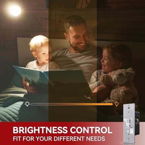 AIDA Toggle Slide Dimmer Switch for Dimmable LED Light/CFL/Incandescent 600 Watt max, Single-Pole or 3-Way, Rocker On/Off Wall Switch with Dimmer Slider, Wall Plate NOT Included, UL, White, 1 Pack 5