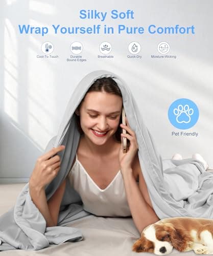 SPUER Cooling Comforter Queen Size, Summer Cooling Blanket for Hot Sleepers, Breathable and Lightweight All Season Bedding for Night Sweats, Cooling Technology for Hot Nights, 90"x90", Gray 5